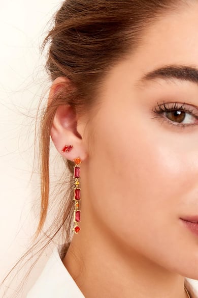 Clous d'oreilles pierres colorées - Collection Sparkle Cuivré h5 Image2